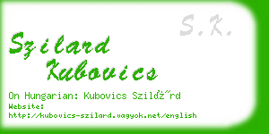 szilard kubovics business card